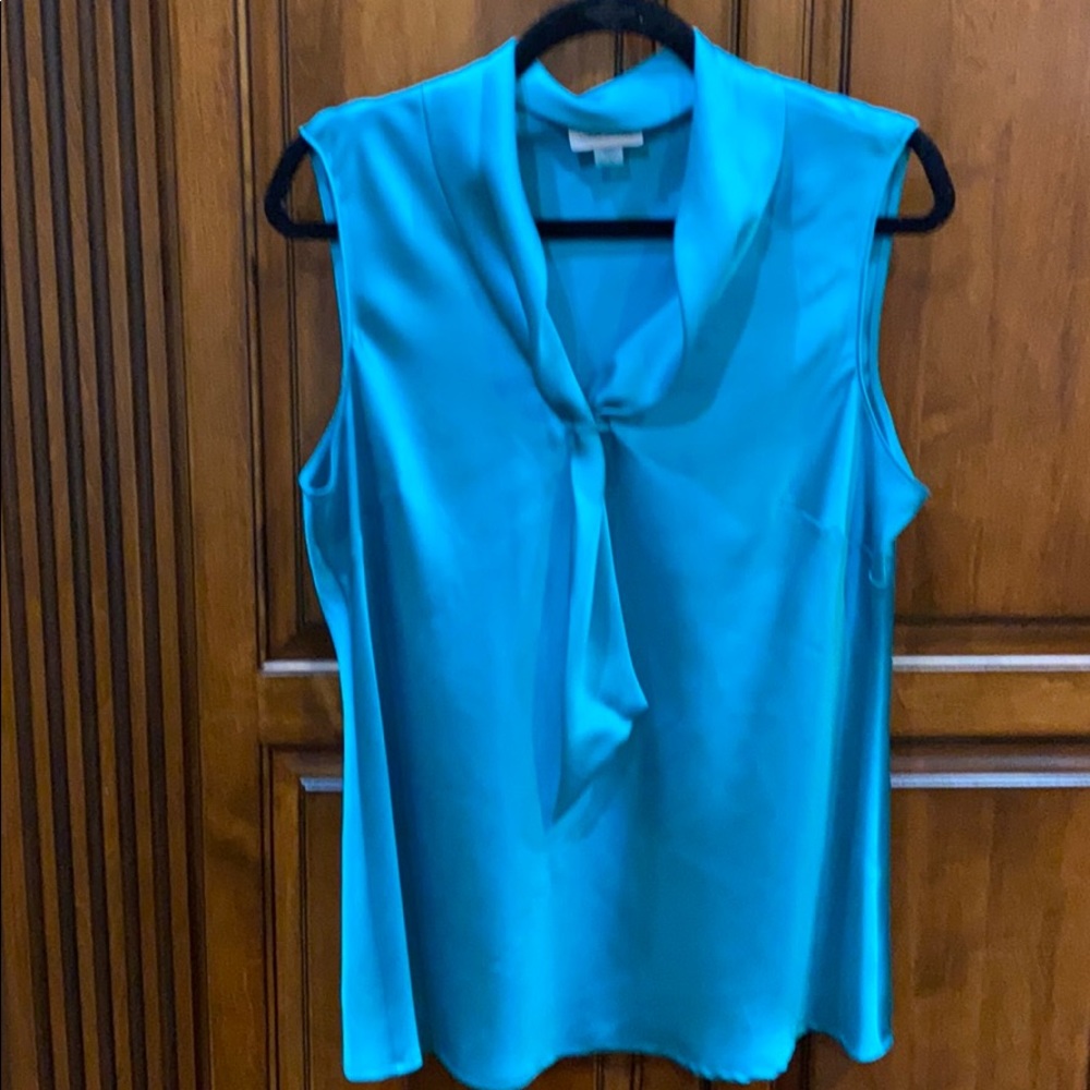 Tahari Arthur S Levine Teal L Polyester suit shirt